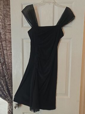 Black Sheer-Strap Midi Dress